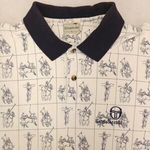 Sergio Tacchini Collared Short Sleeve Polo Shirt Mens Size Medium M White